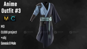 国风男士古装汉服模型 Anime Ourfit #3. Marvelous Designer