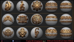 94个欧式古典装饰花纹图案Alpha笔刷+模型