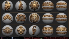 94个欧式古典装饰花纹图案Alpha笔刷+模型