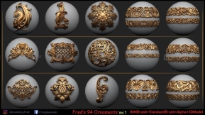 94个欧式古典装饰花纹图案Alpha笔刷+模型