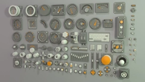 105+工业仪表按钮开关组合部件2 Industrial Kitbash 2 - 105 pieces