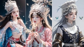 苗族人物服饰设计参考素材 Miao ethnic figure costume design reference materials