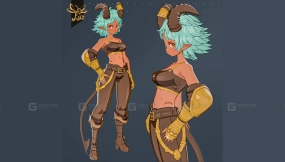 肌肉发达有角的奇幻女孩 - 已绑定-Muscular Horned Fantasy Girl - Rigged