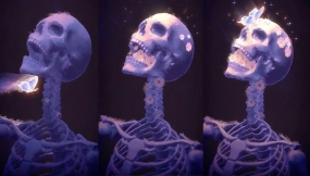 惊艳！蝴蝶落在骷髅上绽放花朵，3D动画竟呈现2D手绘质感