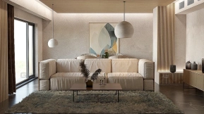场景-现代简约客厅内部 - Scene- Modern Minimalist Living Room Interior