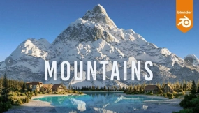 湖畔雪山场景模型 Snow Mountain Lakeside Scene