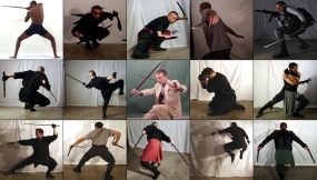 男子手持刀剑动作姿态速写素材 Male holding sword action gesture sketch materials