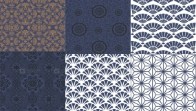 中国传统纹样与日式风格包装背景图案矢量素材