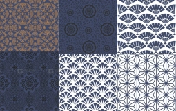 中国传统纹样与日式风格包装背景图案矢量素材