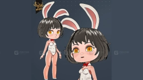 动漫可爱兔女郎-Q版风格-Anime Cute Bunny Girl-Chibi Style