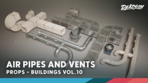 【UE】建筑物VOL.10空调管道与通风口 Buildings VOL.10 C Air Pipes and Vents (Nanite and Low Poly)