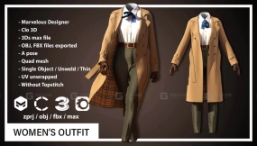 风衣长裤衬衫套装 