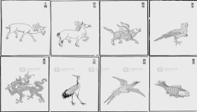 中国山海经神兽线描AI矢量素材PNG图案