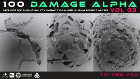 【贴图】100张墙面裂纹贴图素材 Artstation – 100 Damage Alpha Vol.03