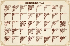 复古金箔花纹边框分割线PNG透明背景AI素材