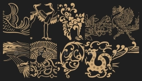 中式古典凤凰纹样矢量设计素材PNG