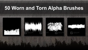 50个Alpha笔刷 - 磨损与撕裂边缘  50 Alpha Brushes - Worn And Torn Edges