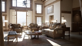【UE】山地复古别墅室内  Mountain Lodge