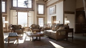 【UE】山地复古别墅室内  Mountain Lodge