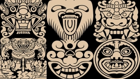 传统古典兽头虎头狮头图腾装饰纹样图案AI矢量PNG素材