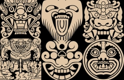 传统古典兽头虎头狮头图腾装饰纹样图案AI矢量PNG素材