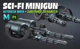 Maya+Substance 3D Painter！制作科幻机枪模型！