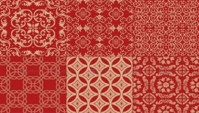 Procreate笔刷 中式古风锦缎 花卉花纹图案 墙纸素材