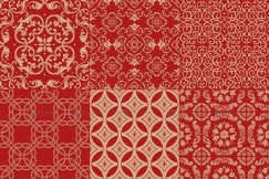 Procreate笔刷 中式古风锦缎 花卉花纹图案 墙纸素材