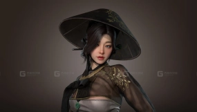 国风女侠韩服亚裔女性角色模型带  Hanbok woman