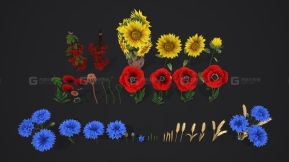 【UE】风格化手绘野花包低多边形  Stylized Handpainted Wildflowers Pack Low-poly 3D Model