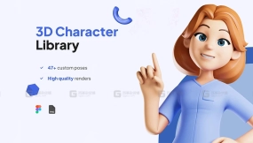 卡通医疗护士人物模型+绑定 3D Character Nurse Figma UI KIT