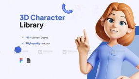 卡通医疗护士人物模型+绑定 3D Character Nurse Figma UI KIT