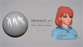 卡通头发雕刻笔刷 Zbrush - Free Hair Brush (RenHair_V1) 