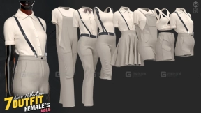 8件女士背带裤吊带裙衬衫短袖