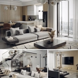 场景-客厅全套01 - Scene- Living Room Fullset 01