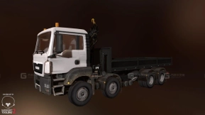 曼恩TGS起重机配平板 - MAN TGS crane cw flatbed 3D model-257