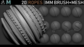 20条绳索绳子笔数+模型 Zbrush - Ropes IMM Brush + Meshes1