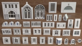 34款Blender专用房屋建筑外墙门窗建筑设计3D模型OBJ格式
