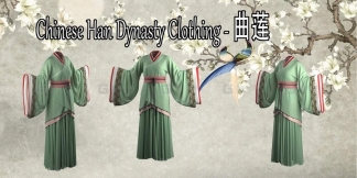 中国风古风汉服魏晋南北朝宫女仕女曲莲服饰模型