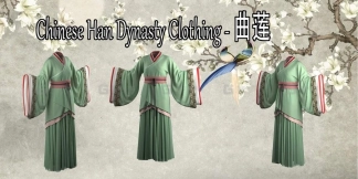 中国风古风汉服魏晋南北朝宫女仕女曲莲服饰模型