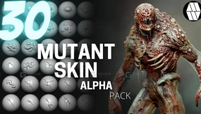怪物丧尸突变腐烂皮肤笔刷 30 Mutant Skin Alphas and VDM Brushes - Custom made Skin Alphas to use in ZBrush