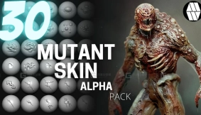 怪物丧尸突变腐烂皮肤笔刷 30 Mutant Skin Alphas and VDM Brushes - Custom made Skin Alphas to use in ZBrush