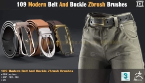 109个皮带腰带模型+笔刷 109 Modern Belt And Buckle Zbrush Brushes