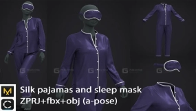 女士绸缎睡衣眼罩套装模型 Silk pajamas and sleep mask MD325