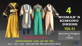 4+民族衣服女式和服连衣裙 4 WOMAN`S KIMONO DRESS DESIGNED