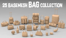 25个背包挎包书包行李箱手提包模型 25 basemesh bag collection