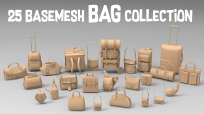 25个背包挎包书包行李箱手提包模型 25 basemesh bag collection