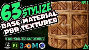 【sbsar】风格化墙面冰块叶子金属地面木头贴图材质预设63 Stylized Base Material +PBR Texture