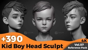 儿童男孩头部雕刻参考图集 +390 Kid Boy Head Sculpt Reference(4k)