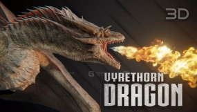 西方双足飞龙绑定3D模型 Vyrethorn Dragon